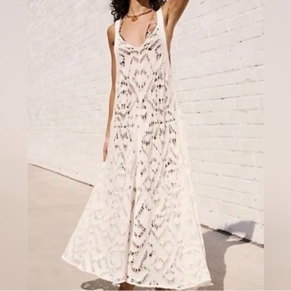 Free People Other - Free People Bianca Fauxchet Midi Beach Dress Coverup
